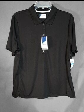 IZOD Mens Black Climate Cool Golf Shirt